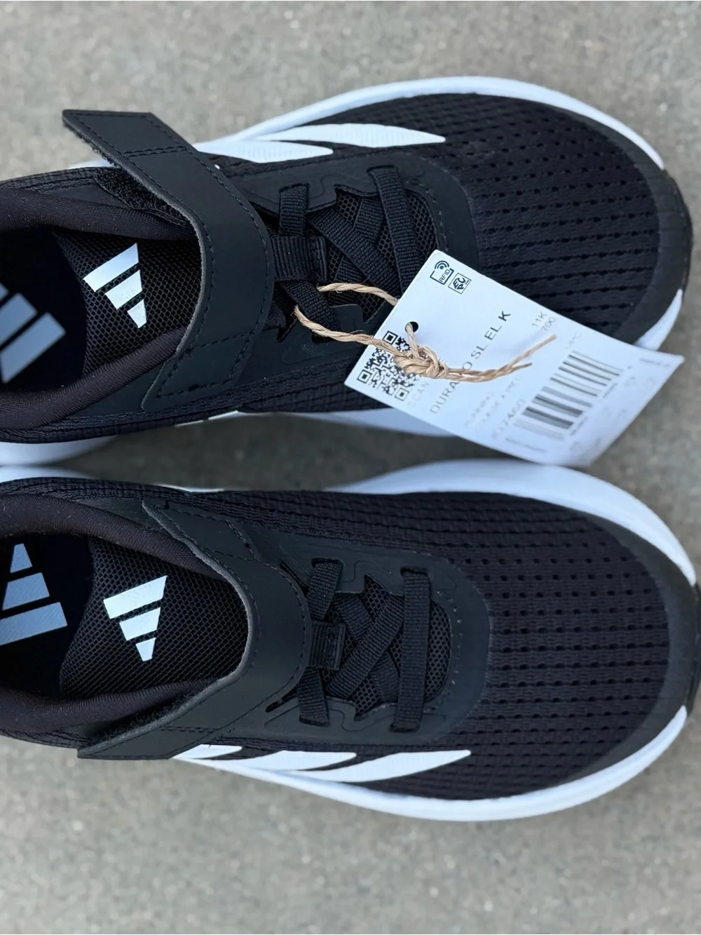 adidas Kids Black and White Hook-and-Loop Sneakers